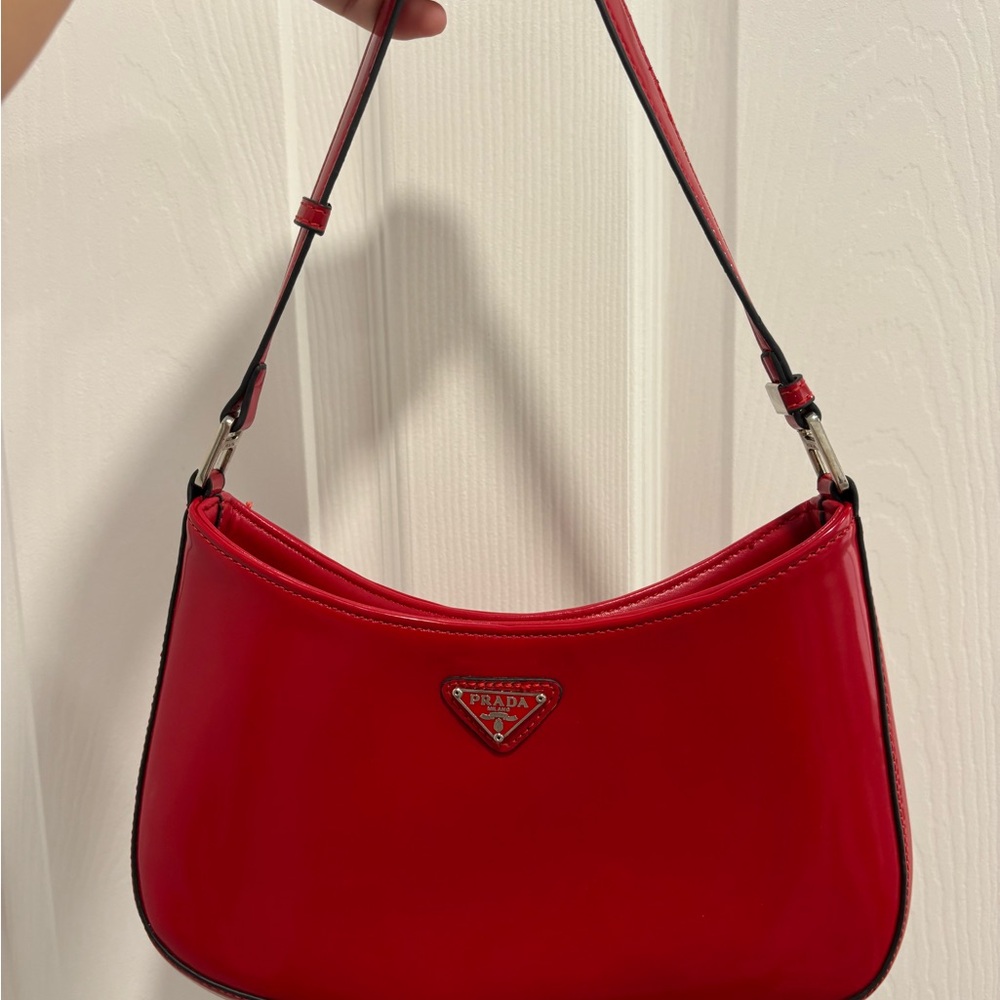 Prada Crimson Leather Shoulder Bag